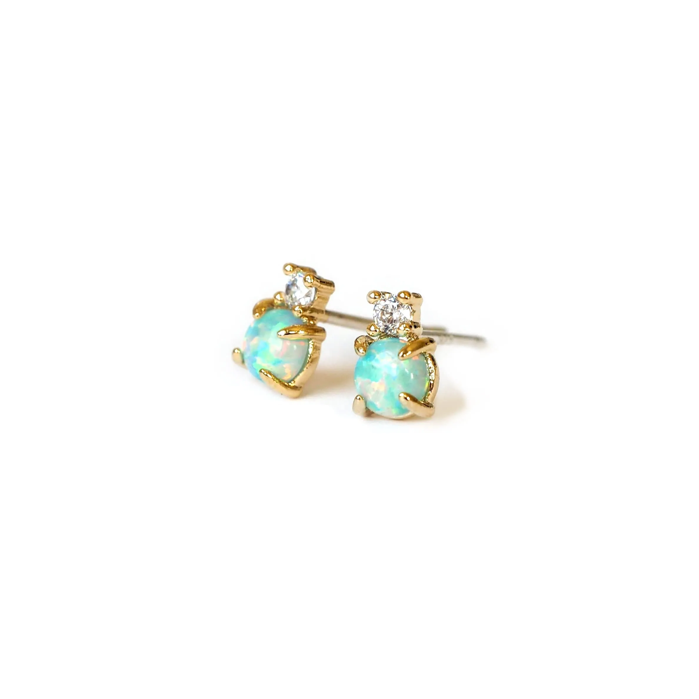 Opal CZ Stud Earrings