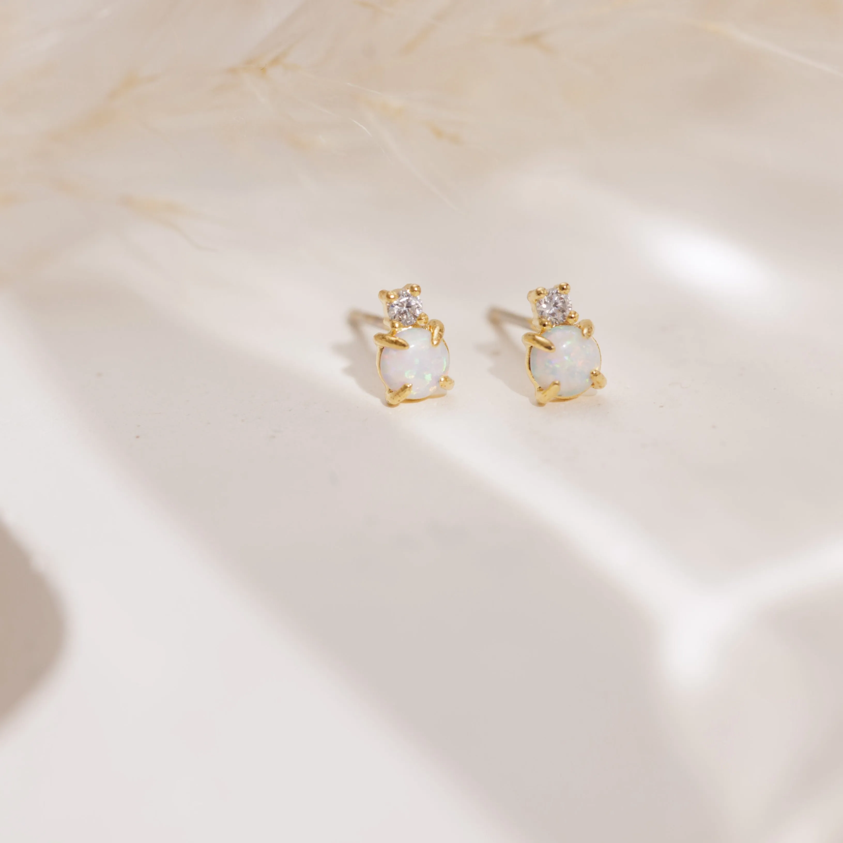 Opal CZ Stud Earrings