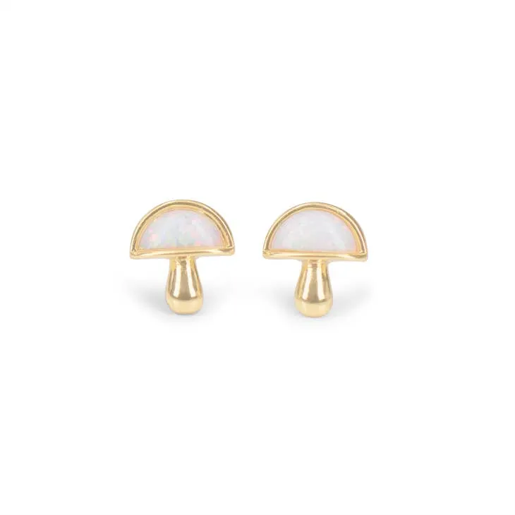 Opal Mushroom Stud Earrings