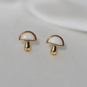 Opal Mushroom Stud Earrings