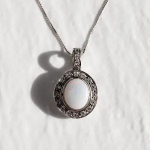 Opal Vintage Necklace - Natural Opal Pendant - October Birthstone Necklace