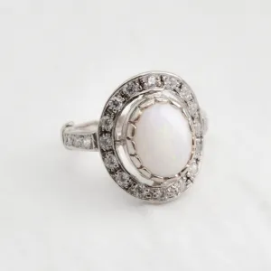 Opal Vintage Ring - Statement Opal Ring - Opal Halo Ring