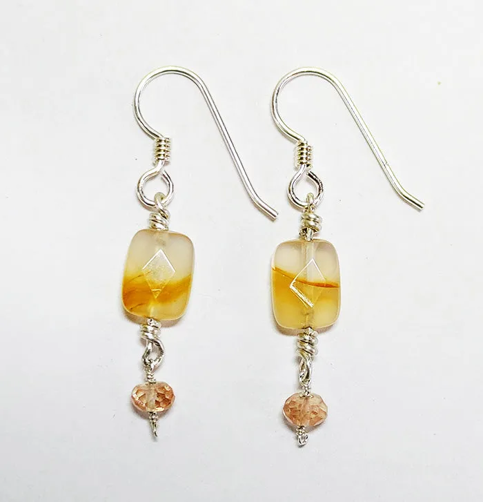 Oregon Opal & Sunstone Bead Dangle Earring