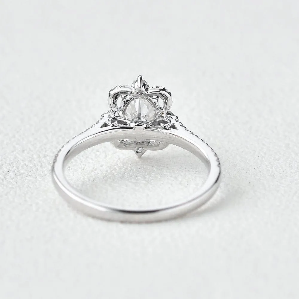 Oval Moissanite White Gold Antique Ring