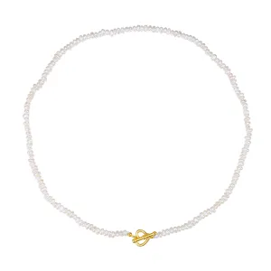 Pearl Heart Sterling Silver Clasp Choker Necklace Gold