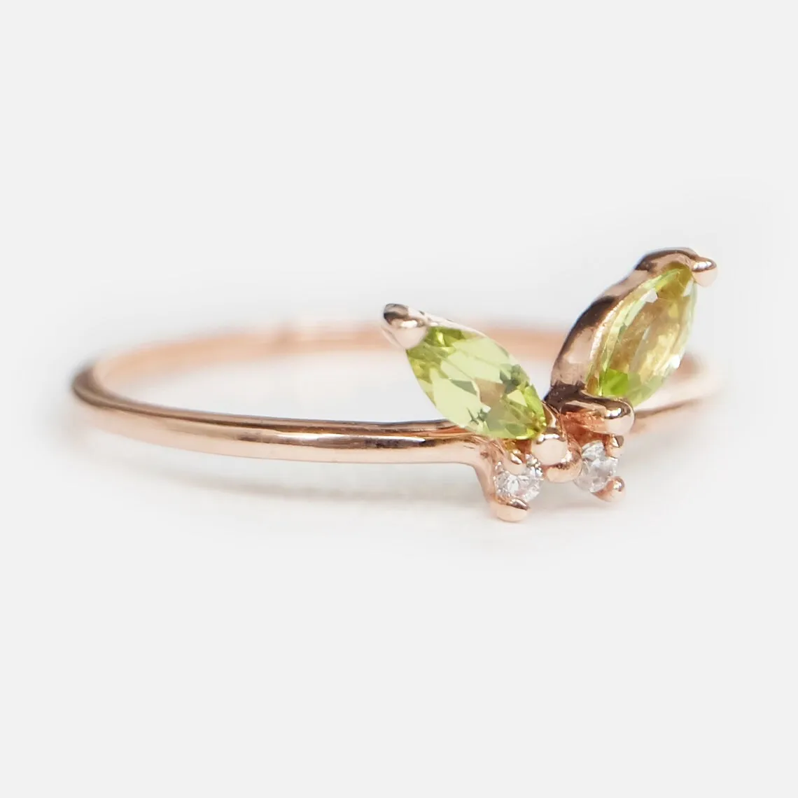 Peridot Butterfly Rings - 14k Rose Gold Vermeil Rings - Peridot Promise Rings