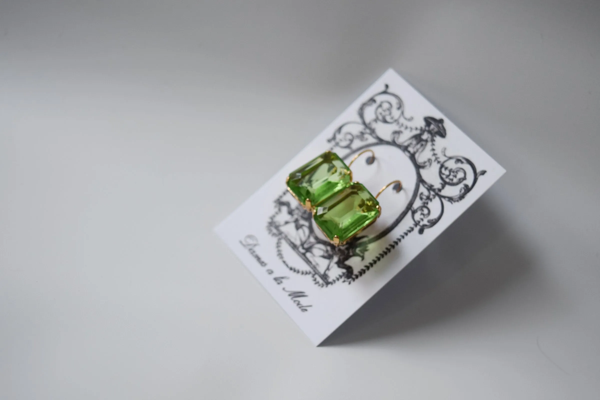 Peridot Crystal Earrings - Large Octagon