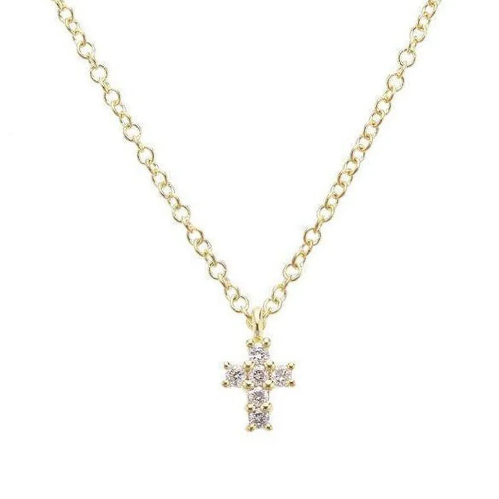 Petite Cross Necklace Yellow Gold