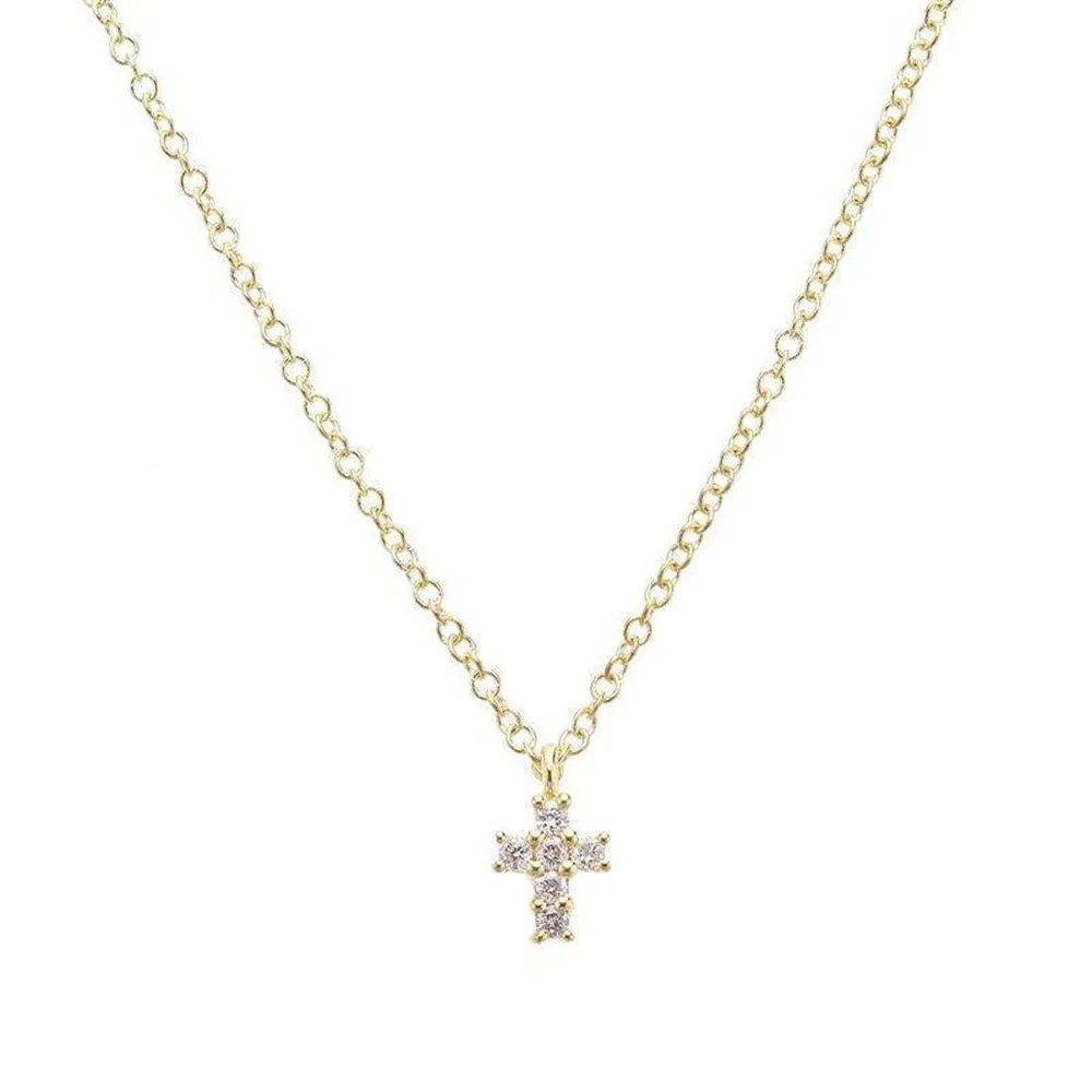 Petite Cross Necklace Yellow Gold