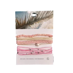 Pink House Pearl Color Stack Pull Bracelets - Pink