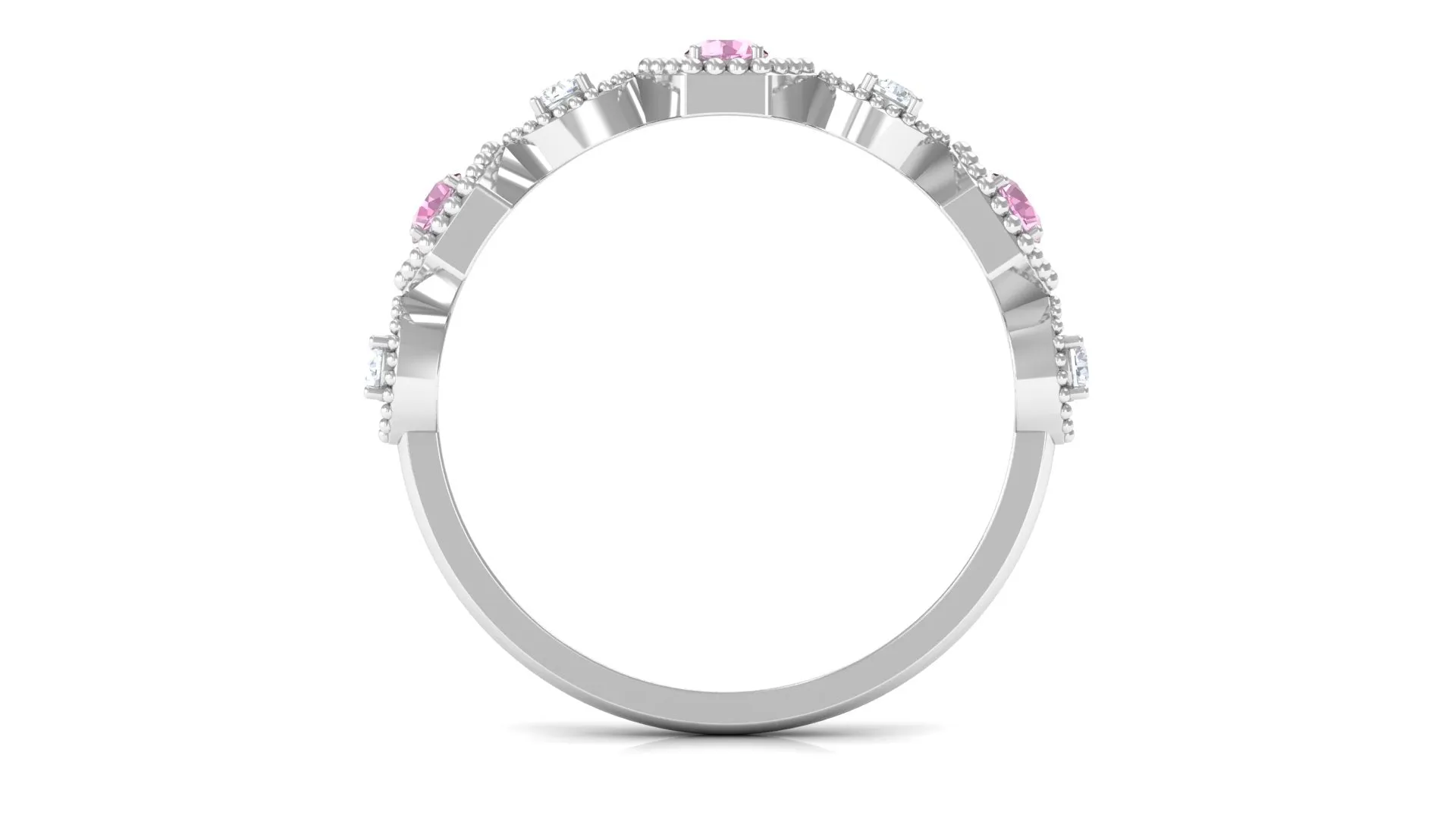 Pink Tourmaline and Diamond Eternity Wedding Band