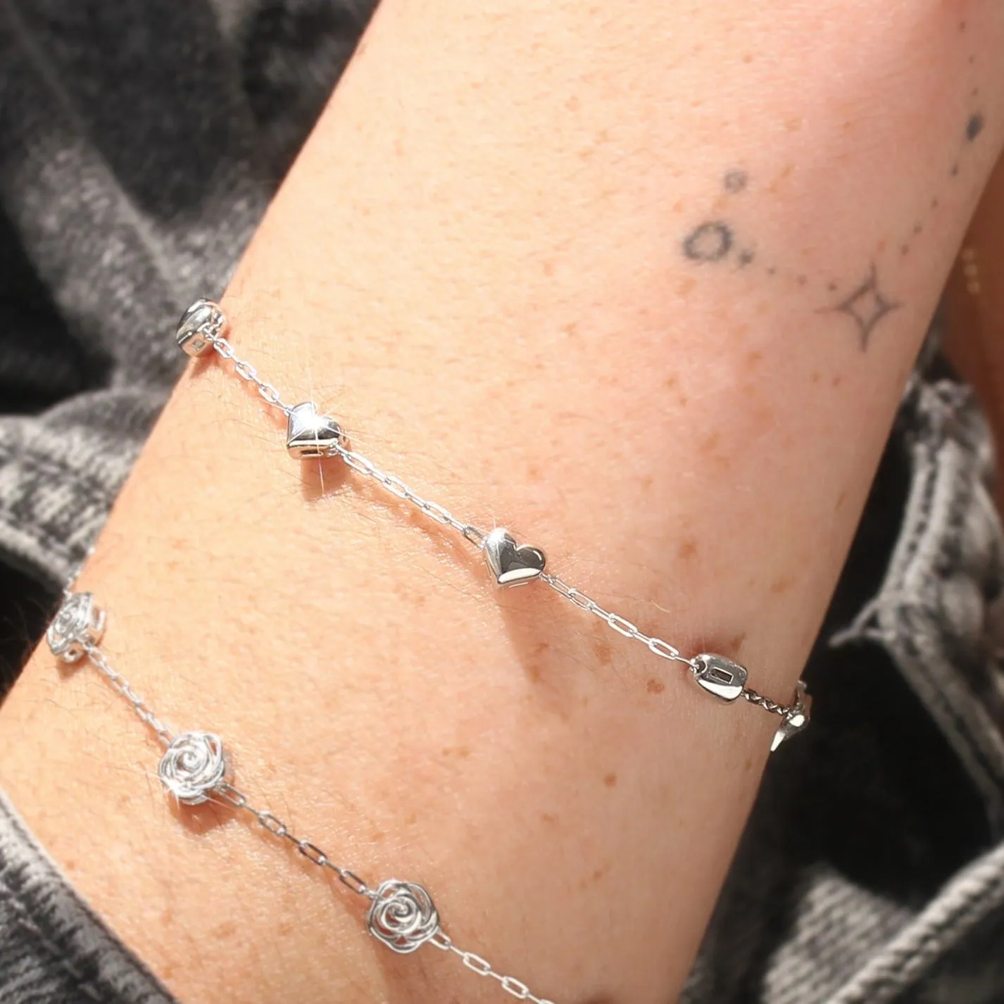 Puffed Shine Heart Bracelet | Anklet