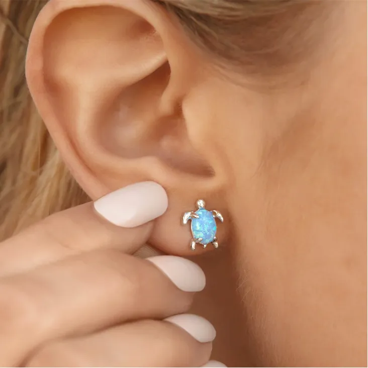 Puravida Opal Sea turtle Stud Earrings