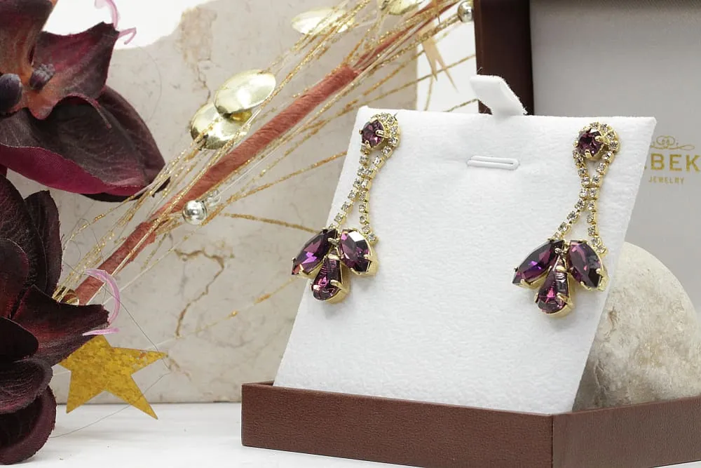 PURPLE CRYSTAL EARRINGS