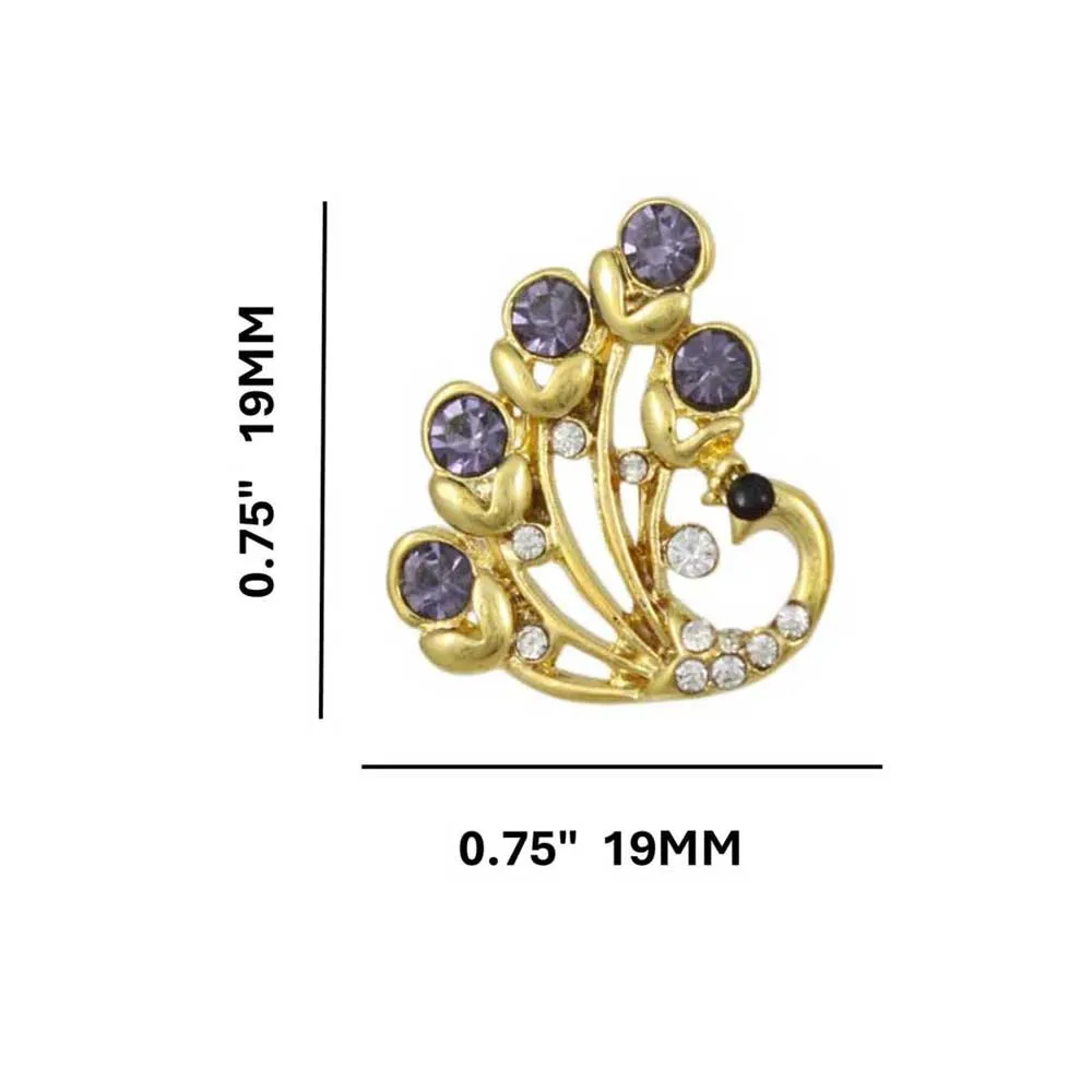 Purple Crystal Peacock Stud Pierced Earring  - REC534