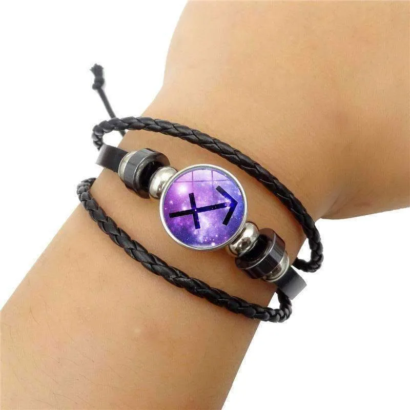 Purple Haze Leather Zodiac Bracelet