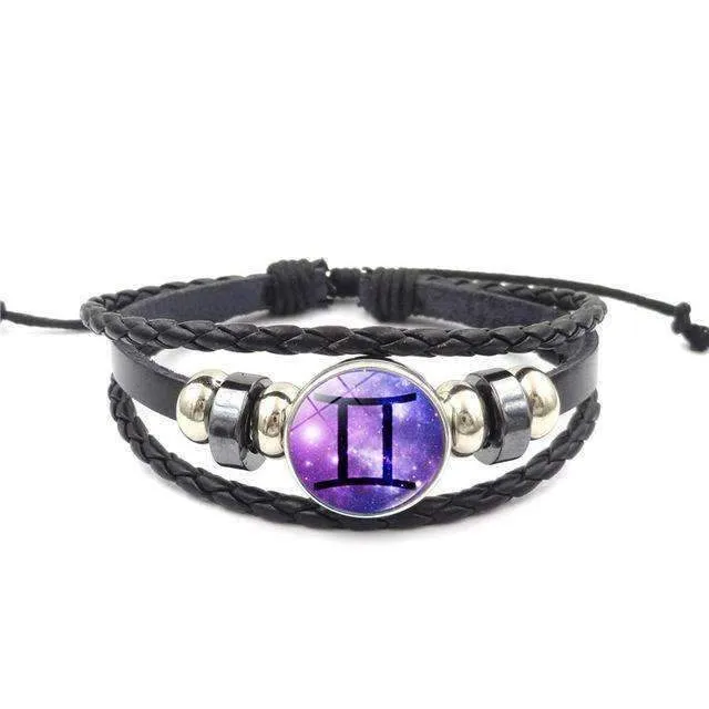 Purple Haze Leather Zodiac Bracelet