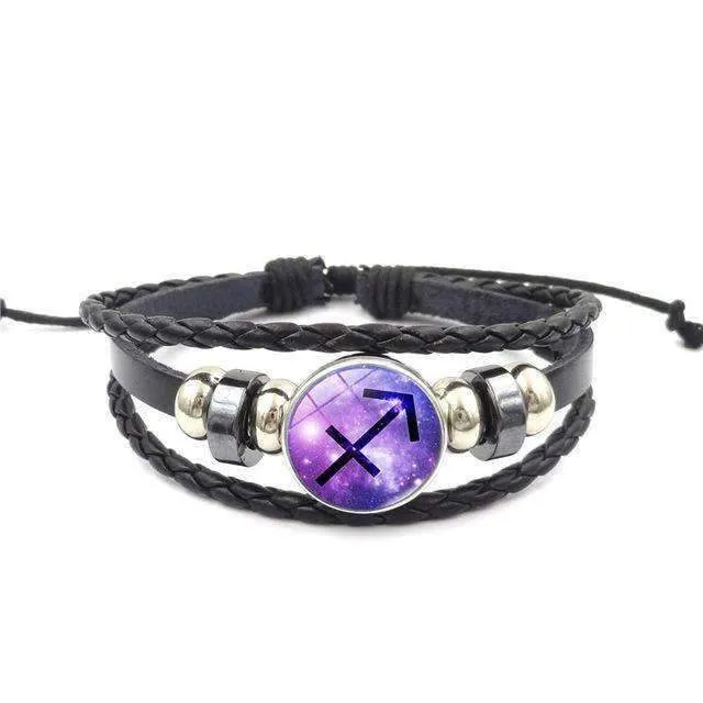 Purple Haze Leather Zodiac Bracelet