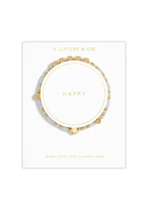 "Happy" Gold Stretch Bracelet