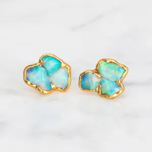 Raw Australian Opal Cluster Stud Earrings