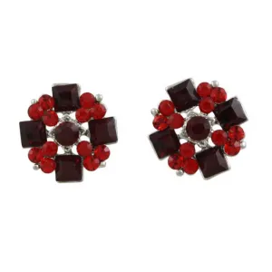 Red and Dark Red Crystals Clip Earring - REC608C