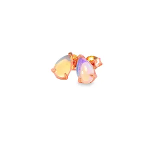 Rose Gold plated silver 8x5mm Pear shape White Opal studs