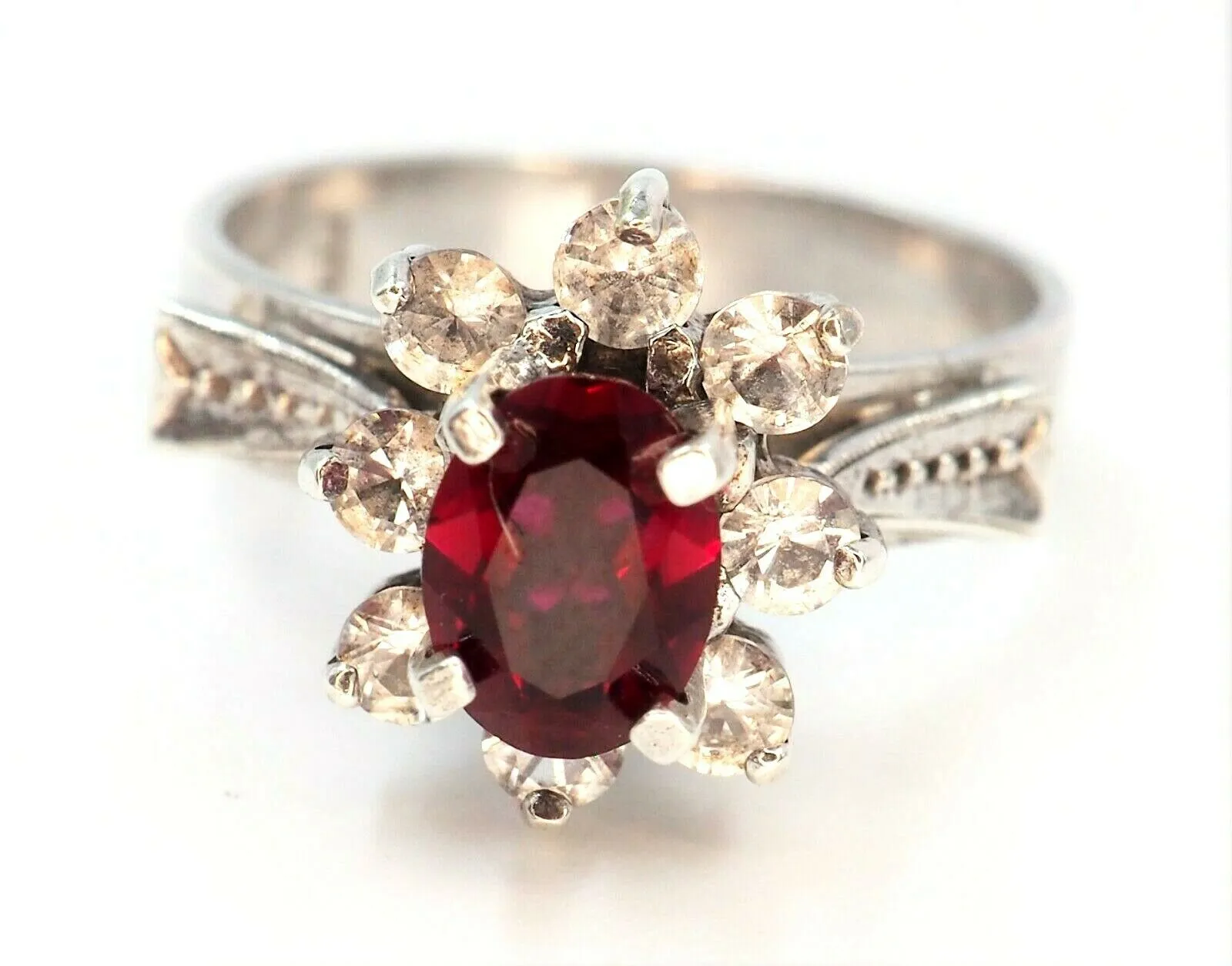 Ruby & Cubic Zirconia Sterling Silver Ring