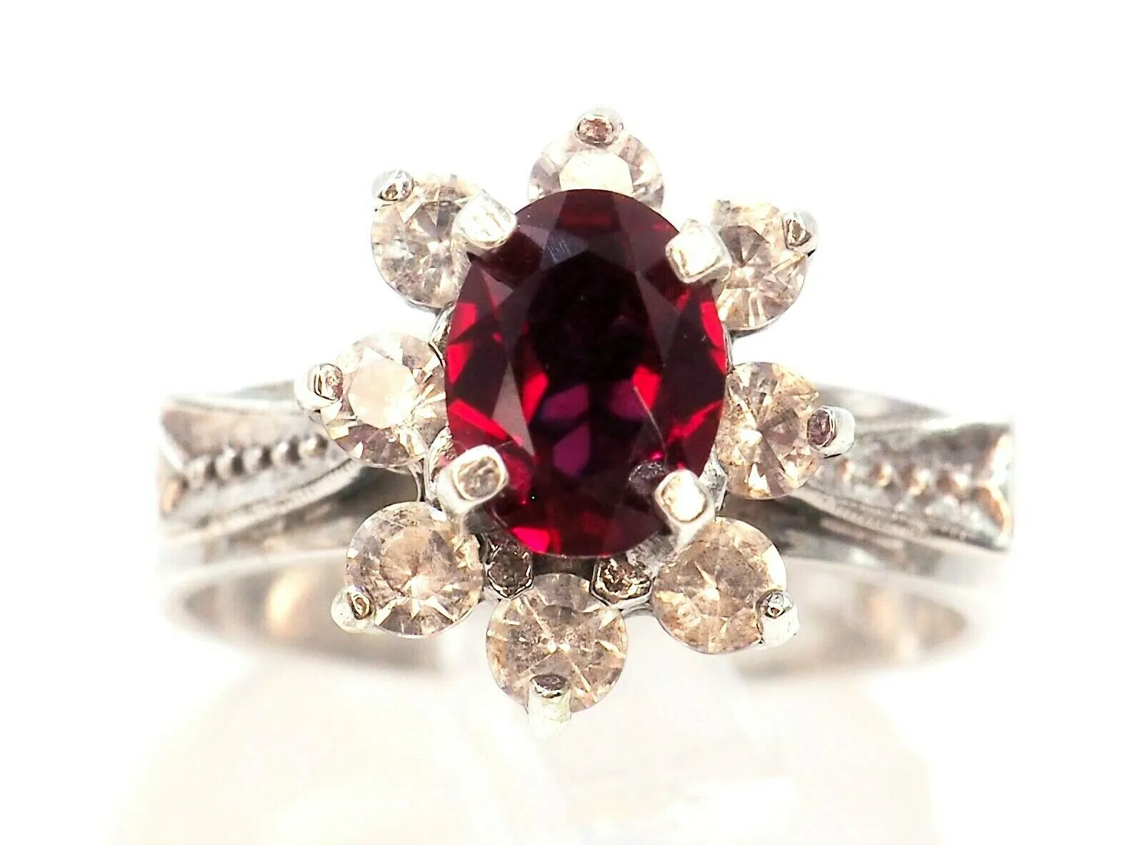 Ruby & Cubic Zirconia Sterling Silver Ring