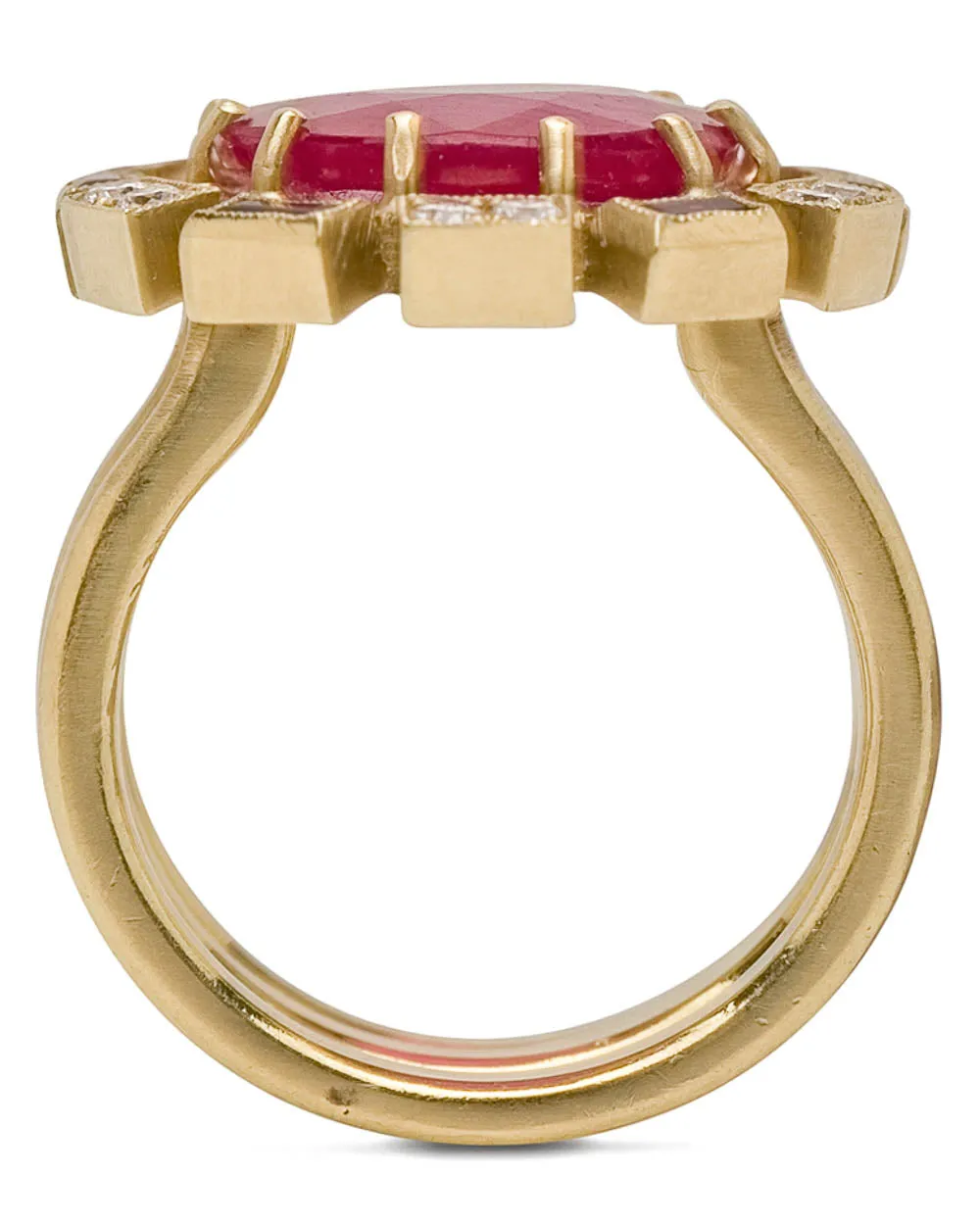 Ruby and Diamond Triple Band Ring