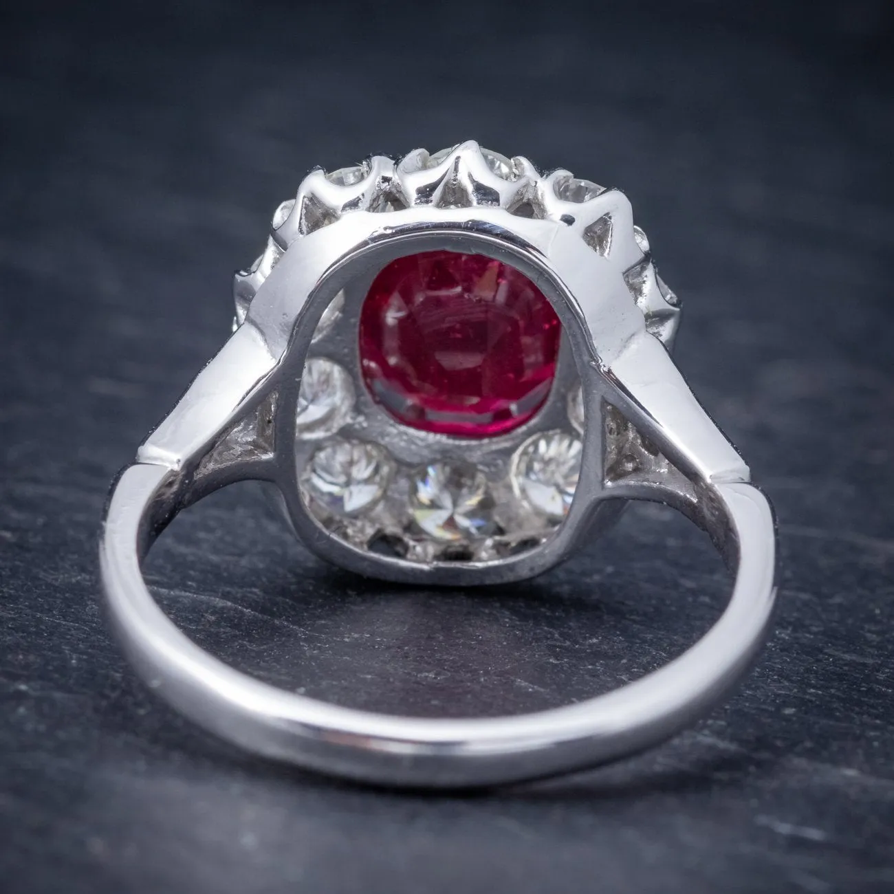 Ruby Diamond Cluster Ring 18Ct White Gold 2.60Ct Ruby