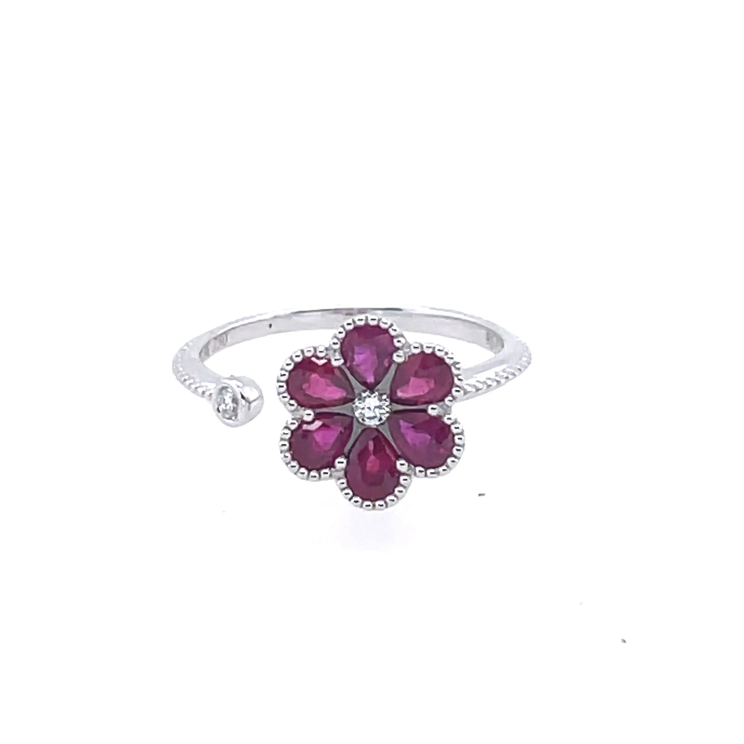 Ruby Diamond Flower Ring