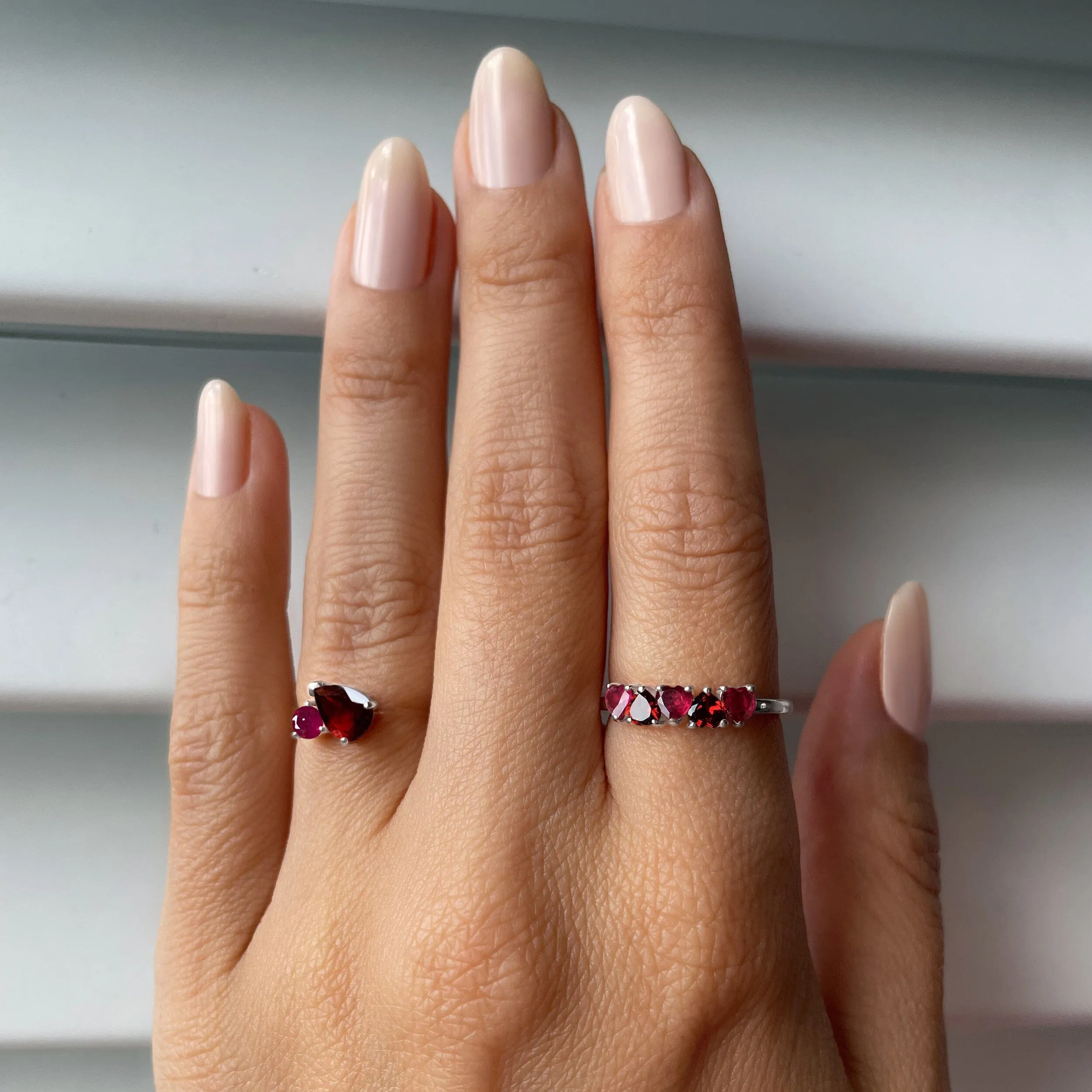 Ruby Garnet Floating Toi Et Moi & Crush On You Rings