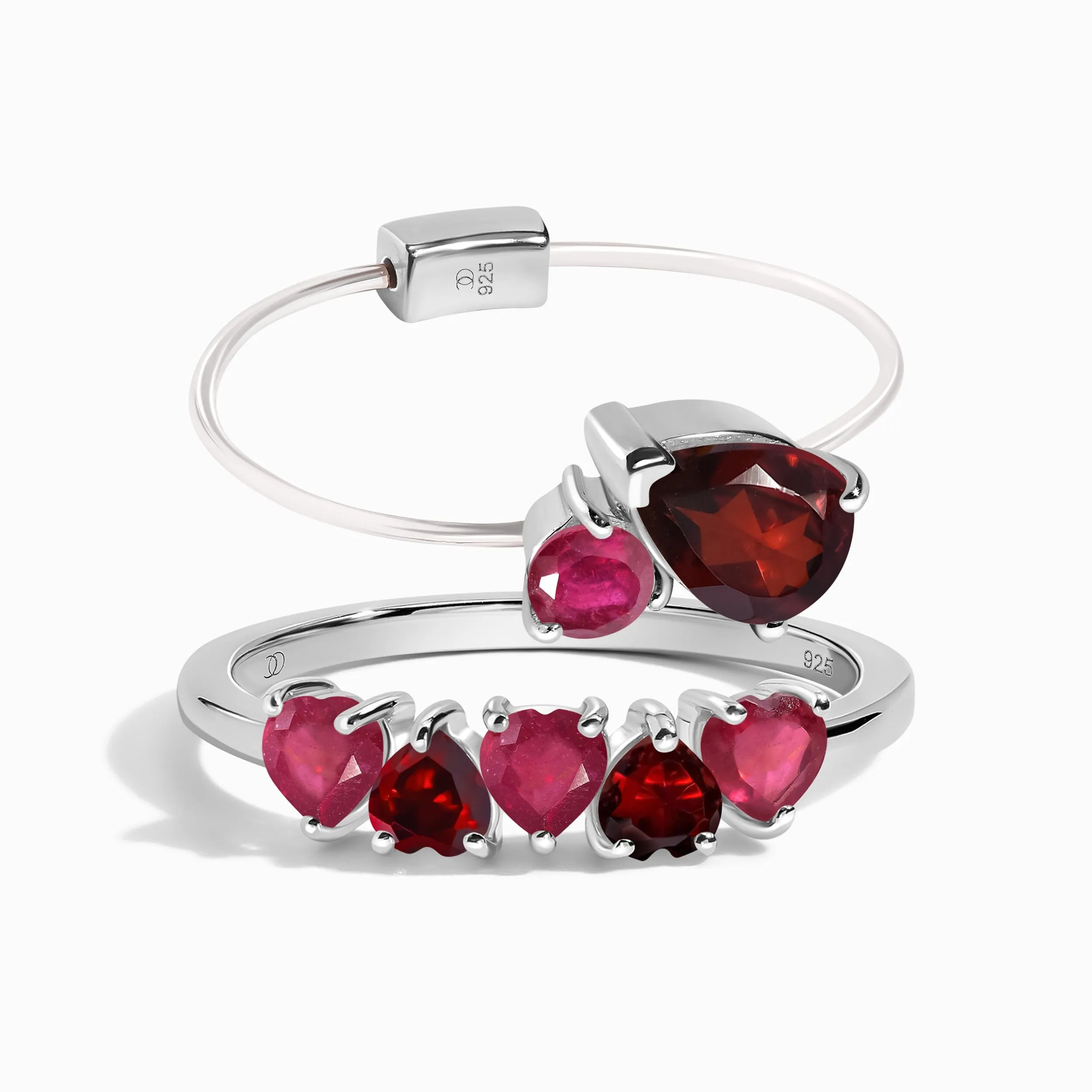 Ruby Garnet Floating Toi Et Moi & Crush On You Rings