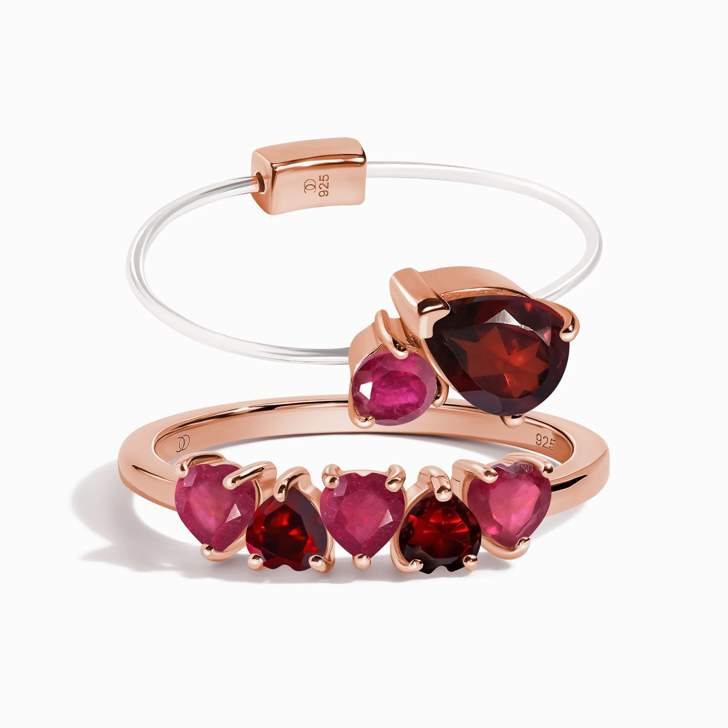 Ruby Garnet Floating Toi Et Moi & Crush On You Rings