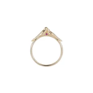 Ruby Hearts Lovebirds Ring