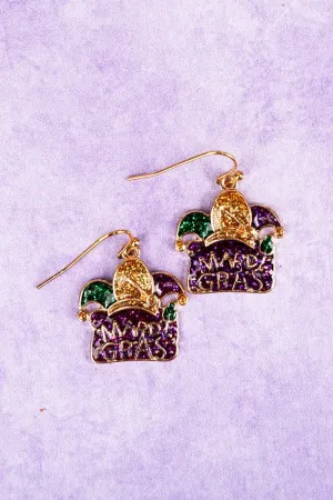 SALE! Crystal Avenue Festive Glitter Mardi Gras Earrings