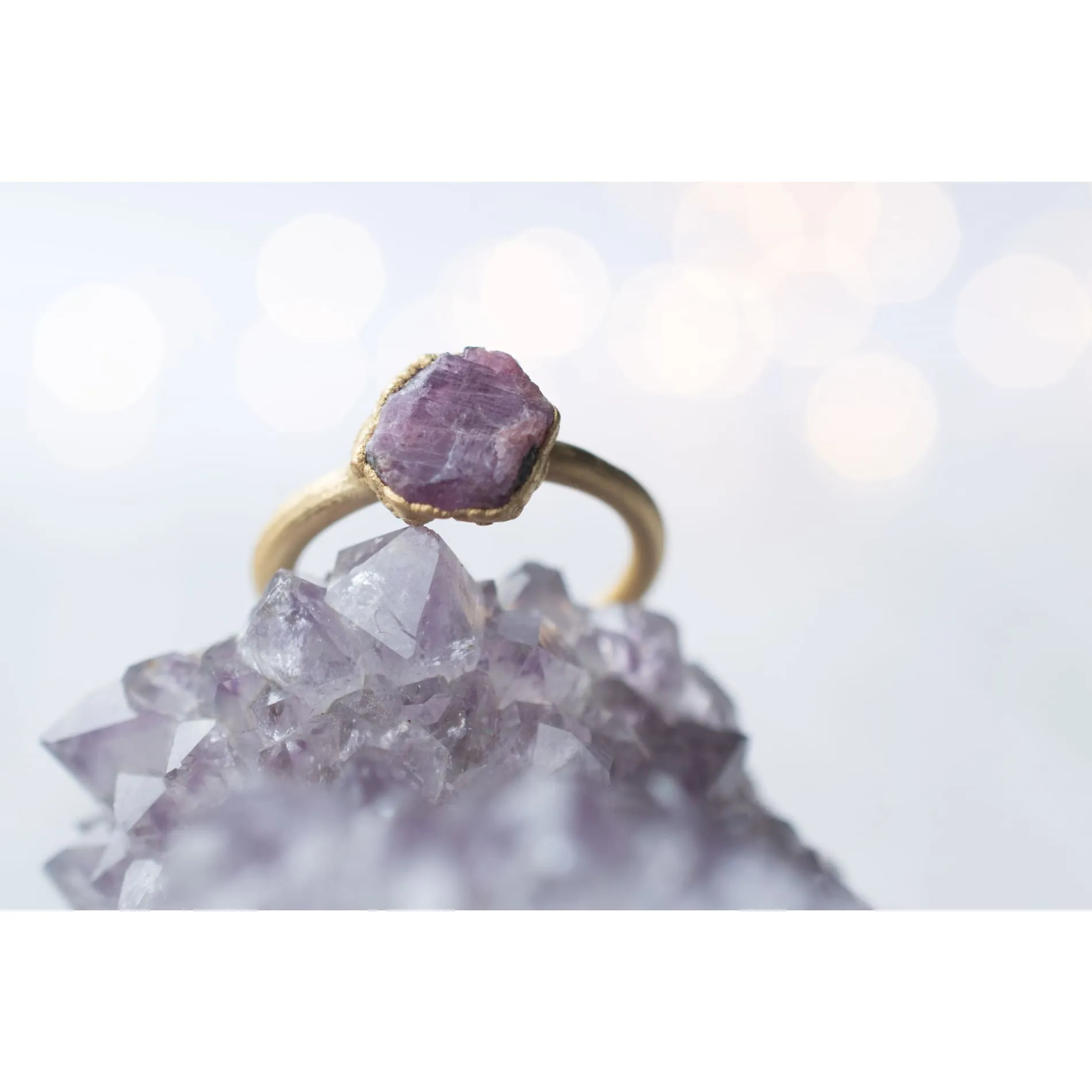 SALE Gold Ruby ring | Red ruby crystal ring