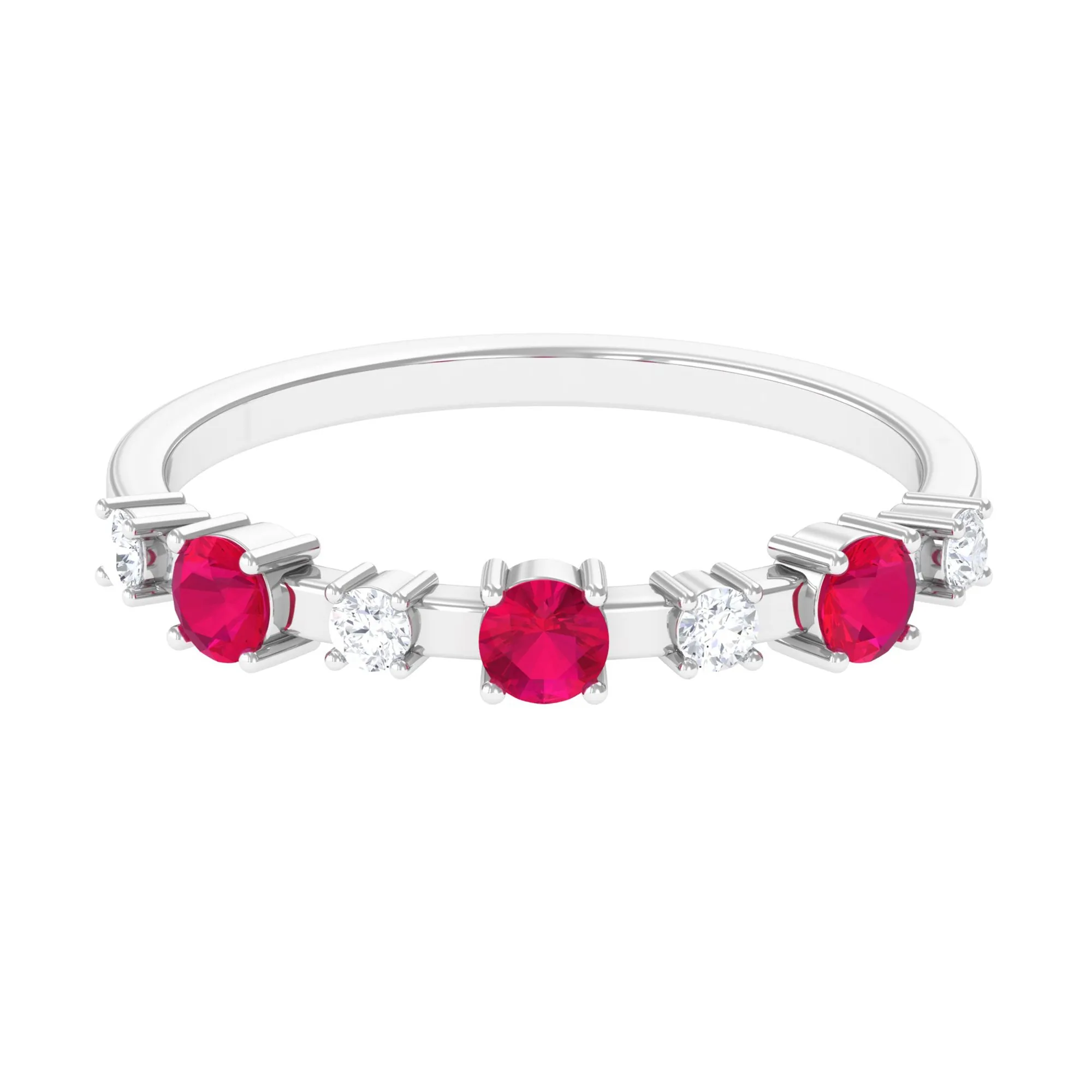 Semi Eternity Ring with Ruby and Diamond