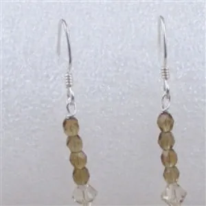 Smoky Topaz and Crystal Earrings