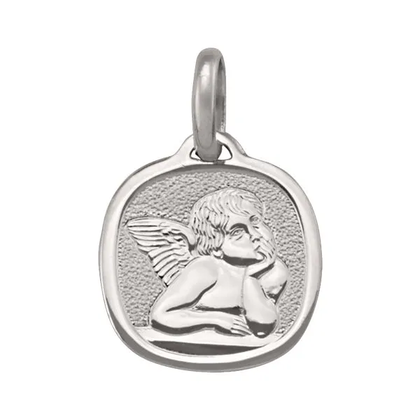 Solid White Gold Angel Medallion