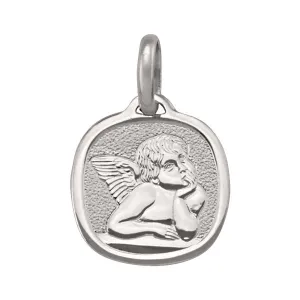 Solid White Gold Angel Medallion