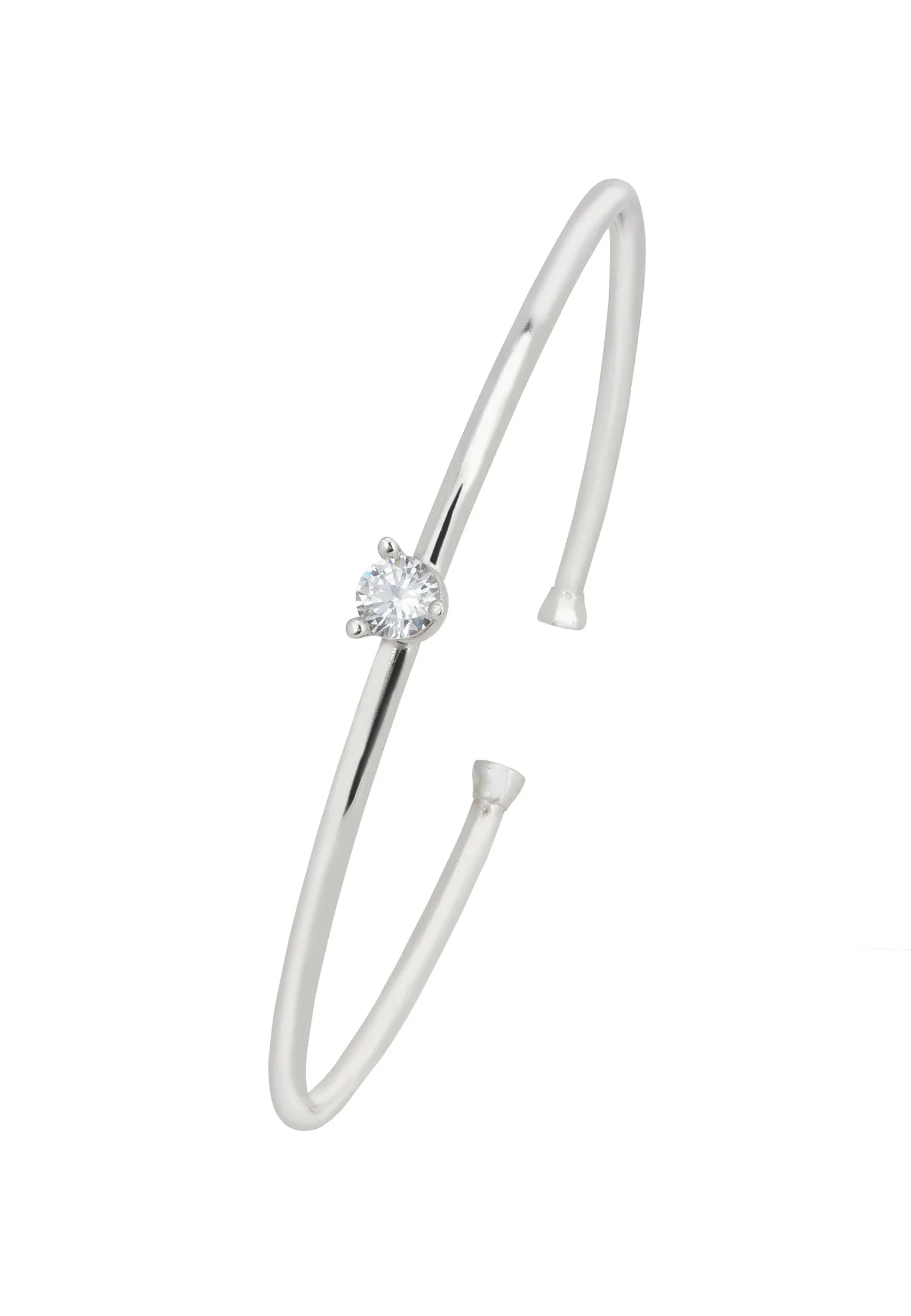 Solitaire Sparkle Bangle Silver