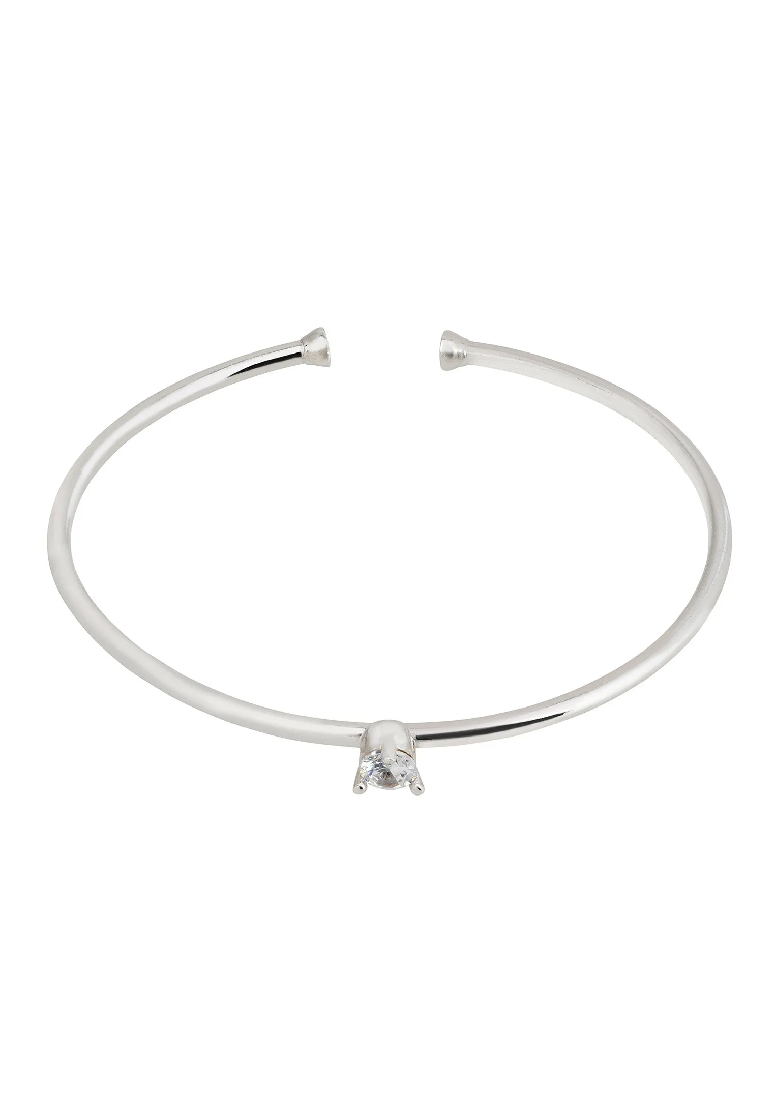 Solitaire Sparkle Bangle Silver