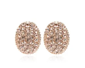 Sparkle Oval Crystal Clip On Earrings for Girls