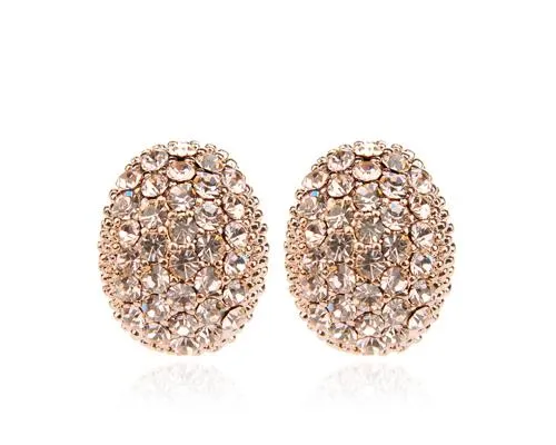 Sparkle Oval Crystal Clip On Earrings for Girls