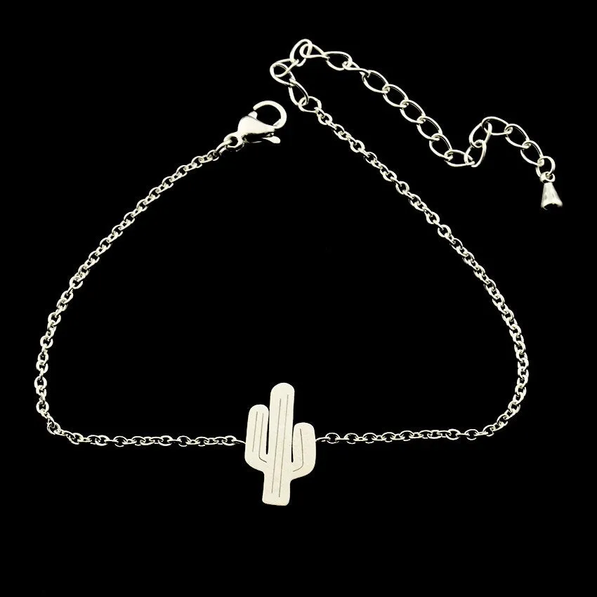 Stainless Steel Minimalist Cactus Bracelet Summer