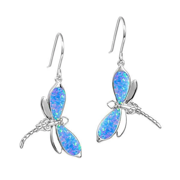 Sterling Silver Blue Opal Dragonfly Earrings by Alamea