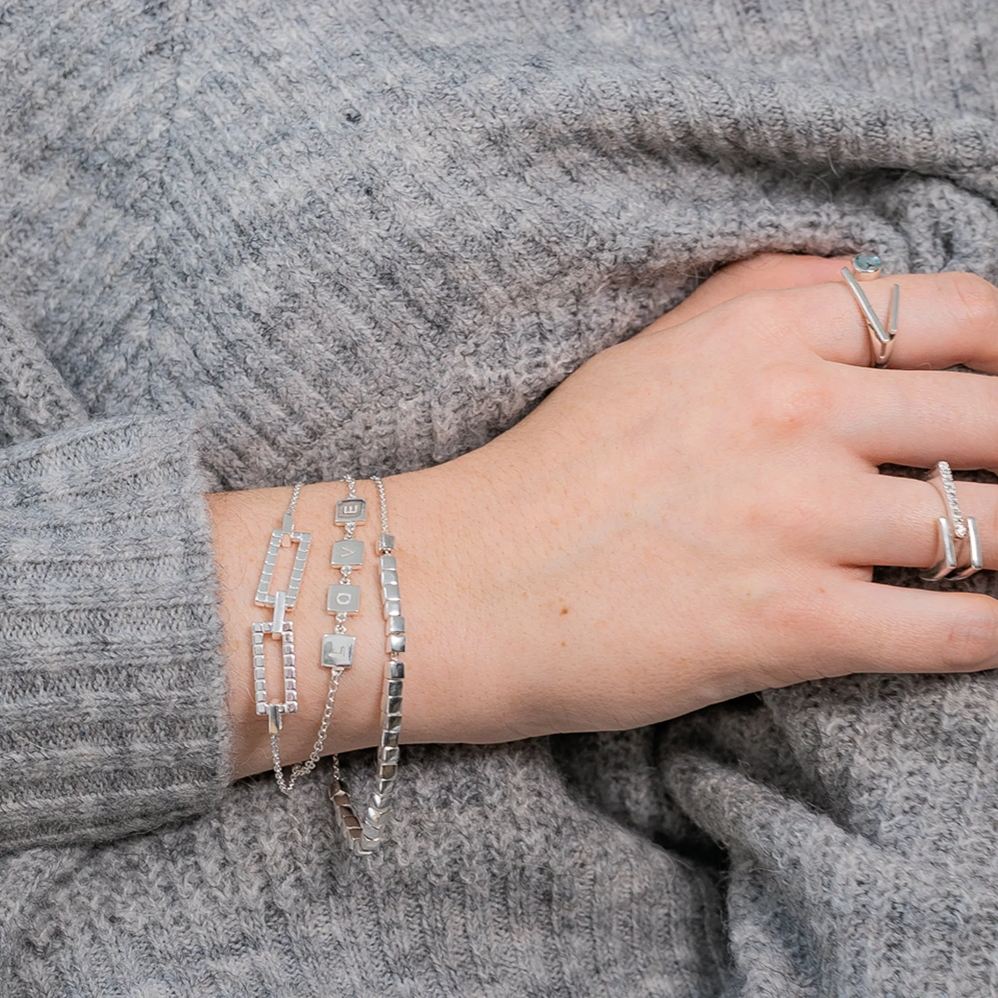 Sterling Silver Cube Laura Bracelet