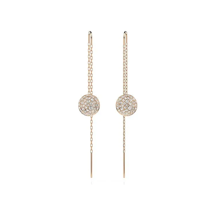 Swarovski Part of the Meteora Collection Women's Meteor Motif with Snow Pavé of Clear Round-Cut Crystals in a Rose Gold-Tone Finished Setting Meteora Drop Earrings - 5689427