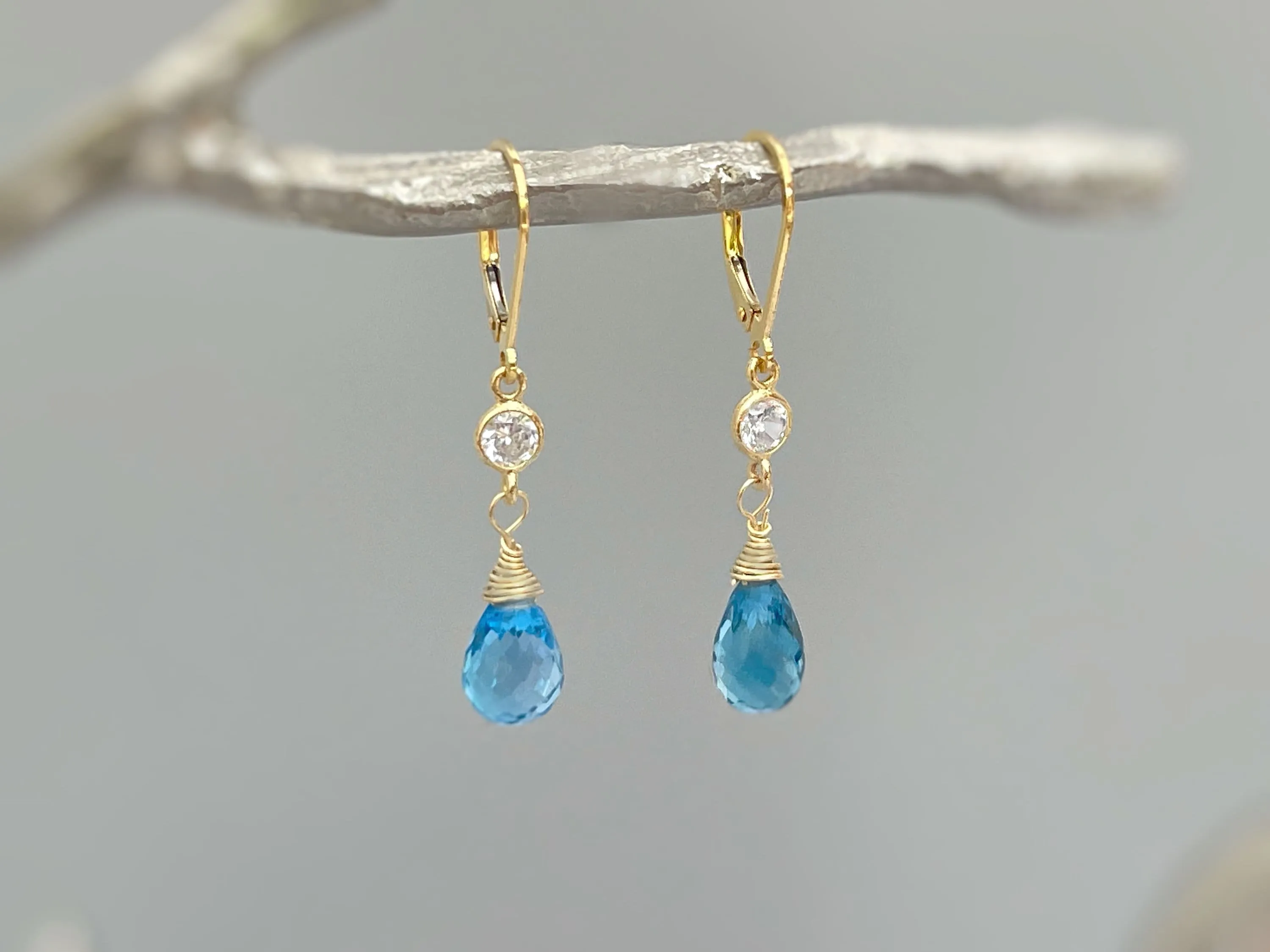 Swiss Blue Topaz earrings dangle